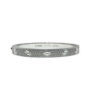 Cartier Love Bracelet Pave Diamond 18K Rose Gold Size 17